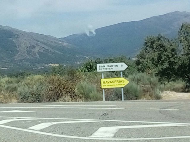 Situación del incendio declarado en San Martín de Trevejo el 24 de agosto de 2016. CEDIDA